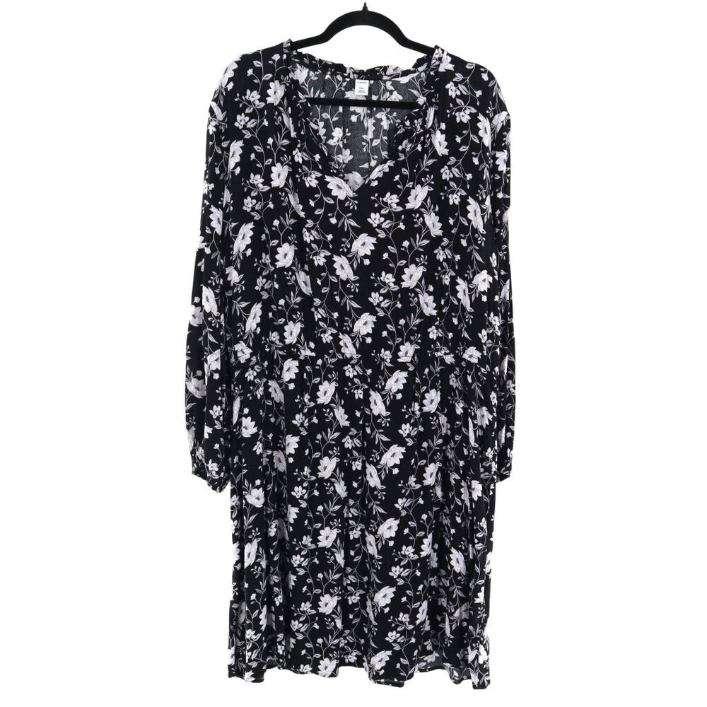 Old Navy Dress Women XXL‎ Black White Bohemian Grannycore Moody Cottagecore Boho